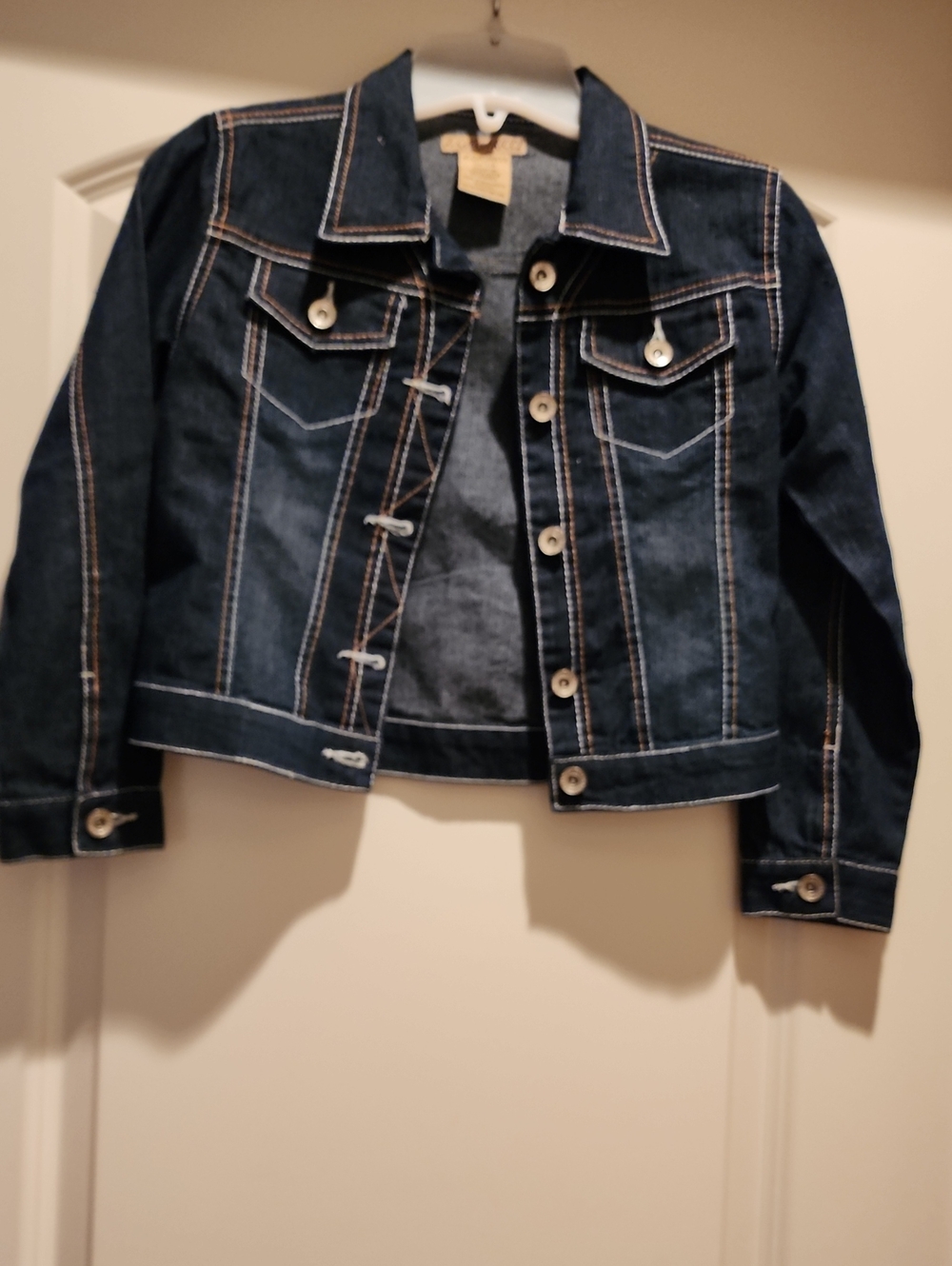 Vintage Z. CAVARICCI Dark Wash Cropped Denim Jacket Stretch Girls Size 7/8EUC